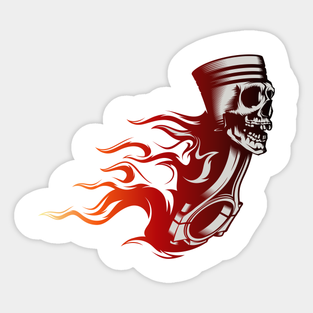 Piston Skull Piston Sticker TeePublic